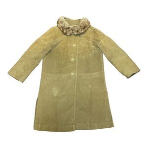Vintage Ricemor Overcoat Tweed Wool Sable Fur 50s Mob Elegant Retro Women Sz M